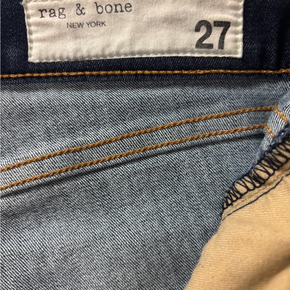 RAG & BONE HIGH RISE ANKLE SKINNY Mad River Tuxedo‎ Glossy Side-Stripe Jeans 27 - Picture 11 of 12